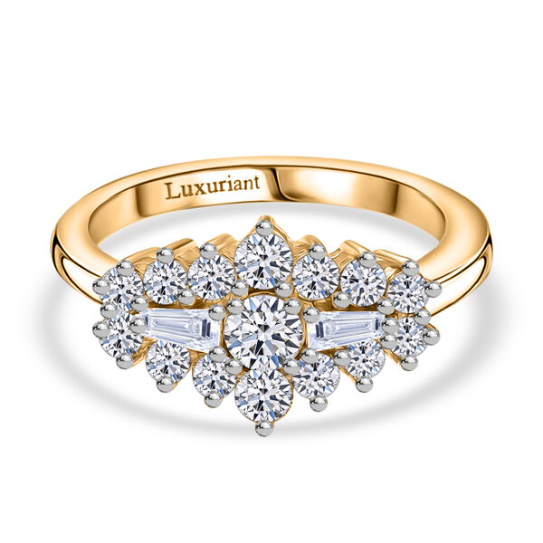 LUXURIANT DIAMOND - Lab Grown Diamant SI-GH SGL zertifiziert Ring 925 Silber 750 Gelbgold Vermeil (Gr&ouml;&szlig;e 17.00) ca. 1.00 ct