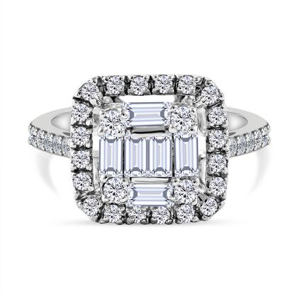 Moissanit Ring, 925 Silber platiniert, (Gr&ouml;&szlig;e 18.00), ca. 1.27 ct