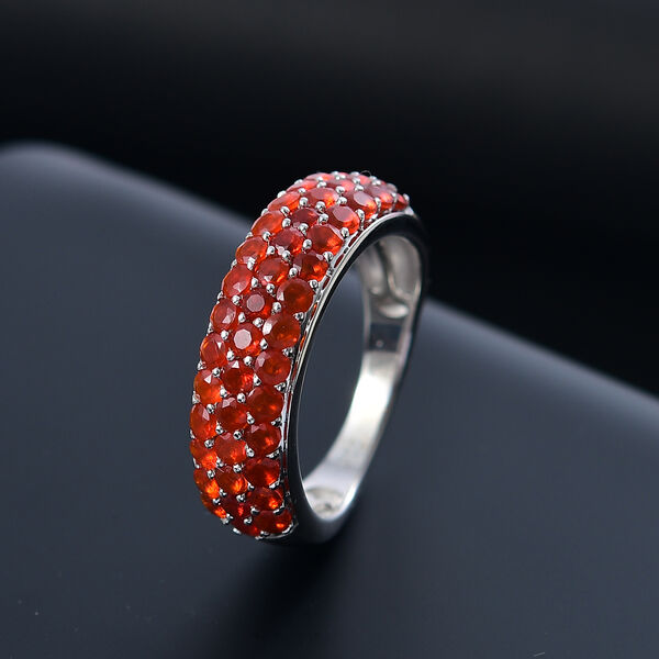 Mexikanischer Kirschfeuer-Opal Ring 925 Silber rhodiniert (Größe 20.00) ca. 1.29 ct image number 1