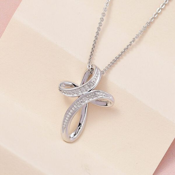 Wei&szlig;er Diamant Anh&auml;nger mit Kette, 925 Silber platiniert image number 3