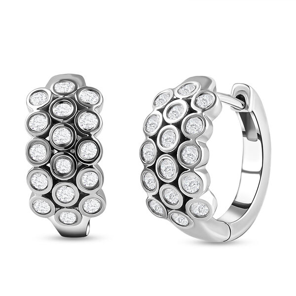 88 Facetten Moissanit-Ohrringe, 925 Silber platiniert ca. 0,77 ct