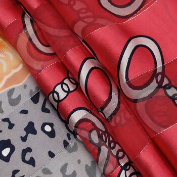 LA MAREY 100% Maulbeerseiden Schal, Schwarz-rot