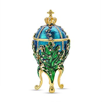Tablettend&ouml;schen Deko Ei mit Kristallen, emailliert, blau