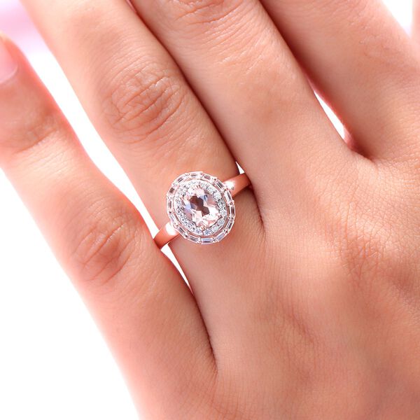 Morganit und wei&szlig;er Zirkon-Ring - 1,27 ct. image number 3