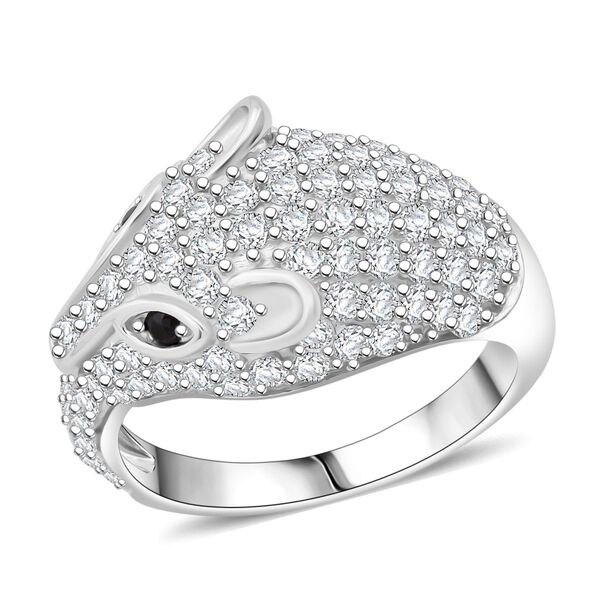 Lustro Stella Schwarzer Zirkonia, Wei&szlig;er Zirkonia Panther Ring 925 Silber rhodiniert (Gr&ouml;&szlig;e 17.00) image number 3
