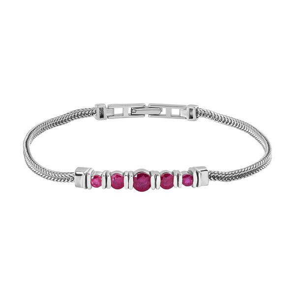 Afrikanischer Rubin (Fissure gef&uuml;llt) Armband, ca. 20 cm, 925 Silber platiniert ca. 2,02 ct image number 0