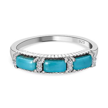 Amerikanischer Sleeping Beauty T&uuml;rkis und Zirkon-Ring - 0,79 ct.