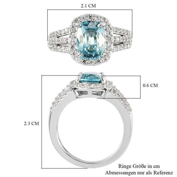 Blauer und Wei&szlig;er Zirkon Ring 925 Silber platiniert image number 7