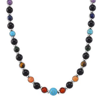 Mehrfarbige Edelsteine Chakra Halskette, ca. 45cm + 5cm Extender, ca. 213.00 ct