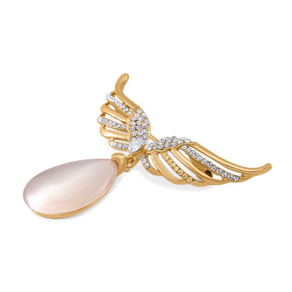 Weiße Katzenaugen, Weiße Kristall Brosche image number 3