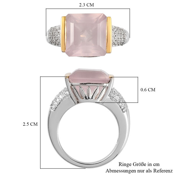 Rosenquarz und wei&szlig;er Zirkon-Ring, 925 Silber Bicolor  ca. 6,85 ct image number 7