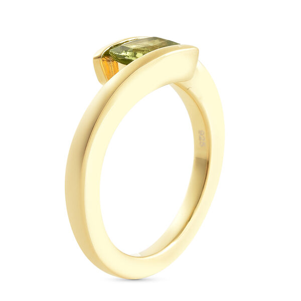 Peridot Solit&auml;r Ring 925 Silber Gelbgold Vergoldet image number 4