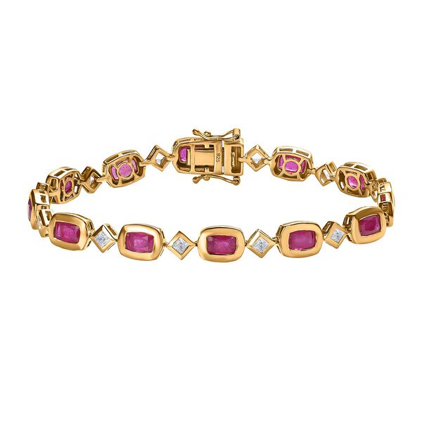 Afrikanisches Rubin und wei&szlig;es Topas-Armband, 19cm - 11,47 ct.