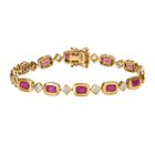 Afrikanischer Rubin (Fissure gefüllt), Weißer Topas Armband ca. 19 cm 925 Silber vergoldet ca. 11.47 ct