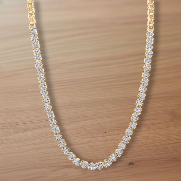 LUXURIANT SGL zertifizierte SI-GH Labor Diamant 45cm Halskette, 925 Silber 750 Gelbgold Vermeil - 3 ct. image number 1