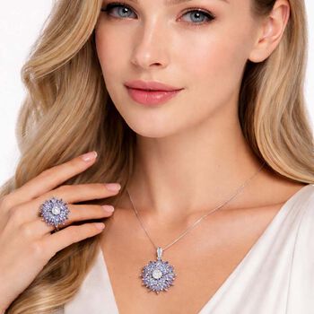 Tansanit und Moissanit Ring und Anh&auml;nger