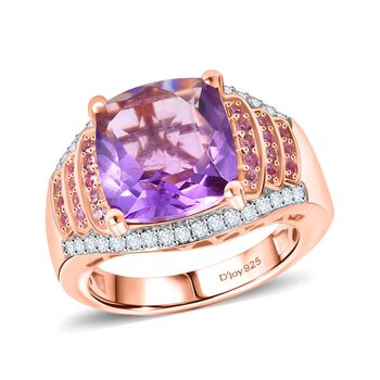 Djoy AA Rose De France Amethyst, Rosa Saphir Ring 925 Silber 750 Ros&eacute;gold Vermeil (Gr&ouml;&szlig;e 18.00) ca. 5.79 ct