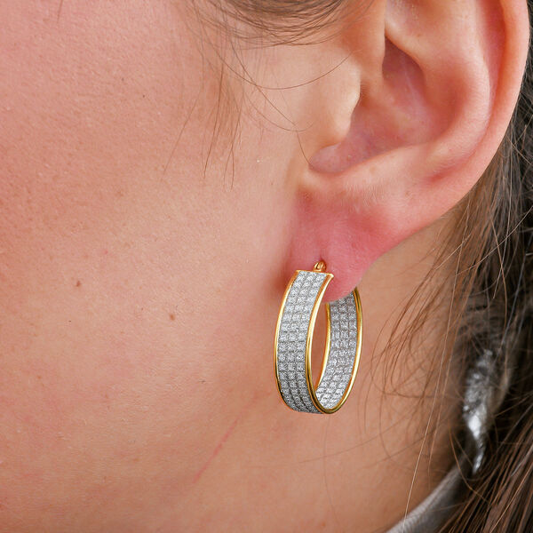 NY Kollektion - zweifarbige Creolen in Silber image number 1