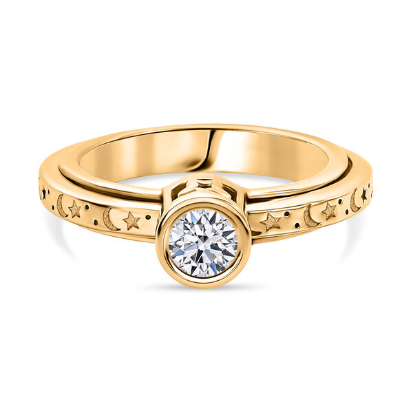 LUXURIANT SI-GH Labor Diamant Spinning Ring, 925 Silber 750 Gelbgold Vermeil - 0,50 ct.