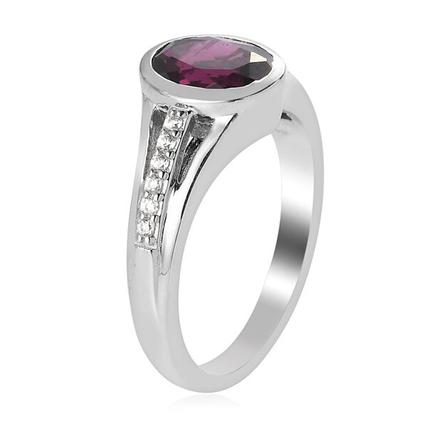 Rhodolith Granat und Zirkon Ring 925 Silber Platin-&Uuml;berzug image number 4