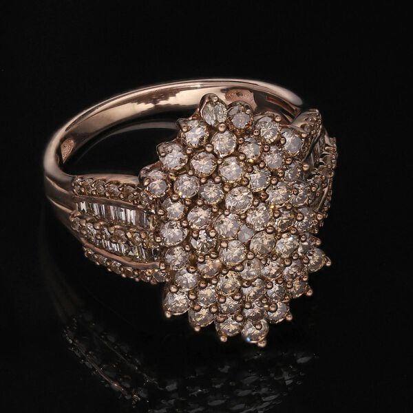Natürlicher Champagner Diamant Ring, 925 Silber Roségold Vermeil, (Größe 19.00) ca. 2.00 ct image number 1