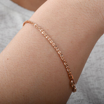 Diamantschliff Rockkette Armband 19cm in ros&eacute;vergoldetem Silber