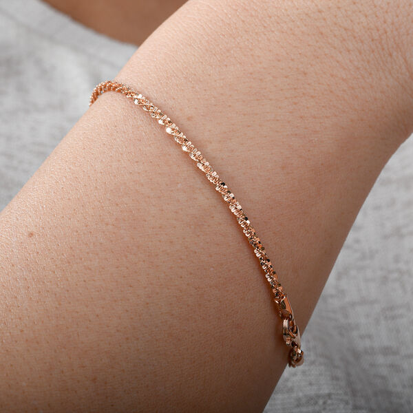 Diamantschliff Rockkette Armband 19cm in ros&eacute;vergoldetem Silber image number 2