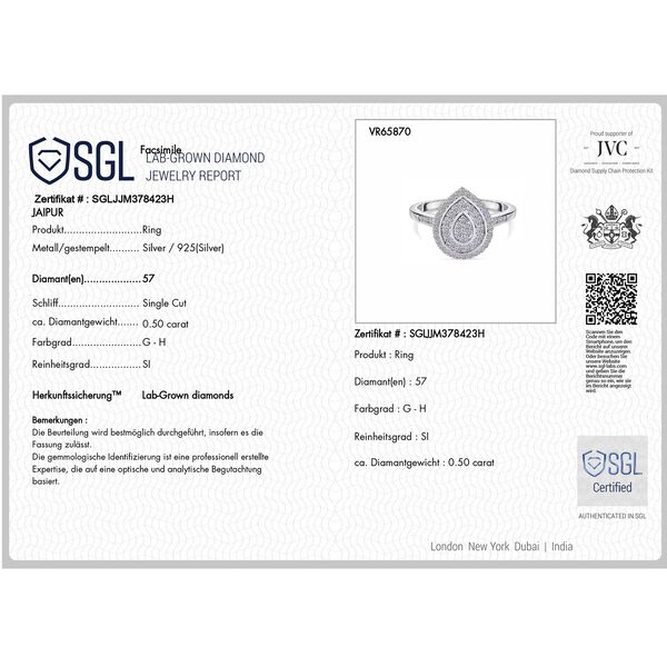 LUXURIANT DIAMOND - Lab Grown Diamant SI-GH SGL zertifiziert Ring 925 Silber rhodiniert (Gr&ouml;&szlig;e 19.00) (10-15 Werktage Lieferzeit) ca. 0.50 ct image number 8