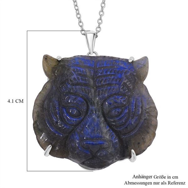 Labradorit Anhänger mit Kette ca. 50cm, 925 Silber rhodiniert ca. 82.00 ct image number 6