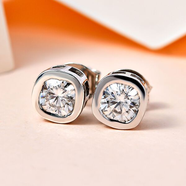 Moissanit Solit&auml;r Ohrringe - 1,11 ct. image number 2