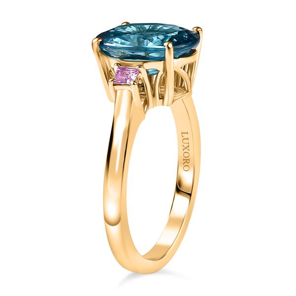 AAA Blauer Zirkon, Rosa Saphir Ring 585 Gold (Größe 17.00) ca. 6,02 ct image number 5