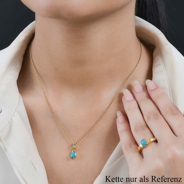 Sleeping Beauty Türkis Schmuckset 925 Silber Gelbgold Vermeil ca. 1,02 ct. image number 3