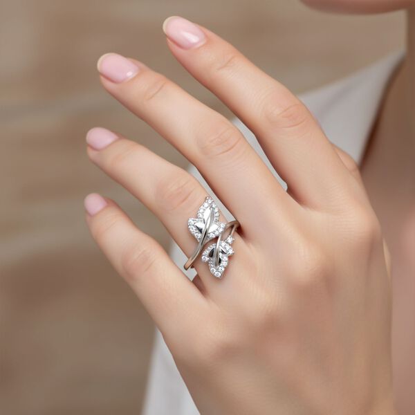 LUSTRO STELLA wei&szlig;er Zirkonia Bypass Ring image number 2