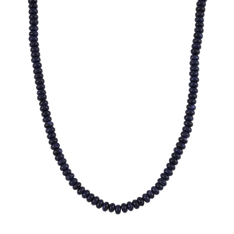 Blauer Sandstein Halskette ca. 45 cm Reiner Edelstahl ca. 214.00 ct image number 0