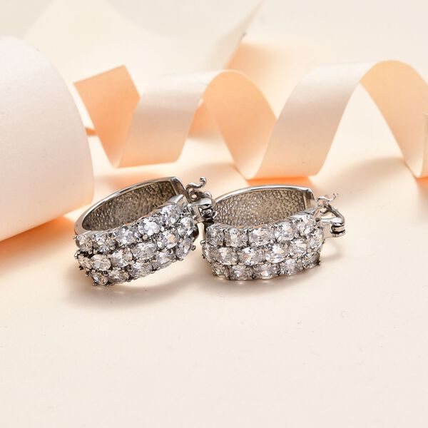 Weißer Zirkonia Ohrringe  Edelstahl image number 1