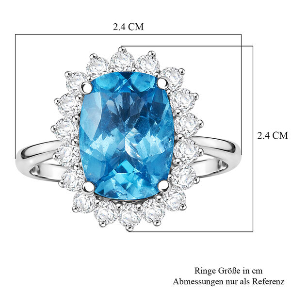 Blauer Topas und wei&szlig;er Zirkon-Ring, 925 Silber platiniert  ca. 10,13 ct image number 7