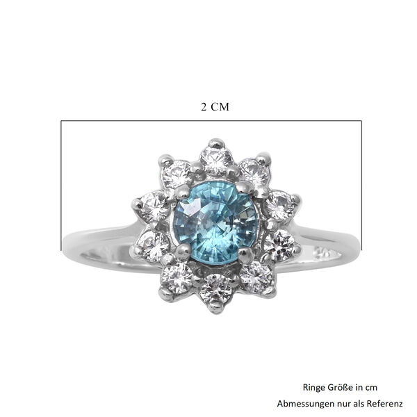 Kambodschanischer blauer Zirkon Halo Ring 925 Silber Platin-&Uuml;berzug image number 5