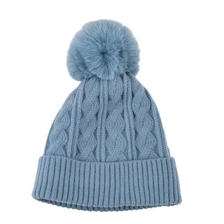 Strickmütze mit Bommel, weiches Mischgewebe, Einheitsgröße, Himmelblau Strickmütze mit Bommel, weiches Mischgewebe, Einheitsgröße, Himmelblau