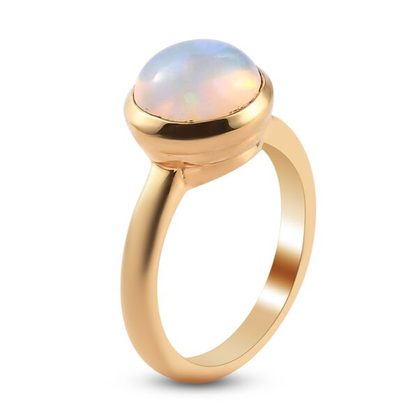 Natürlicher Äthiopischer Opal Solitär Ring 925 Silber 585 Vergoldet image number 4