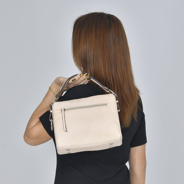 Crossbody Tascheaus echtem Leder, Gr&ouml;&szlig;e 24x9x18 cm, Beige image number 3