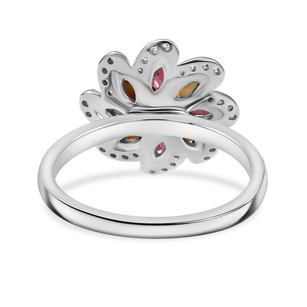 Fr&uuml;hlingsbl&uuml;te- Mehrfarbig-Turmalin Ring 925 Silber rhodiniert (Gr&ouml;&szlig;e 19.00) ca. 0.99 ct image number 5