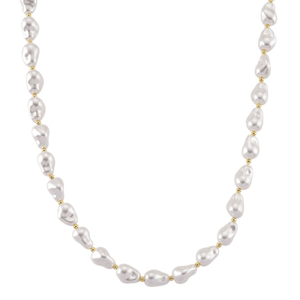Wei&szlig;e Muschelkernperle 50cm Halskette