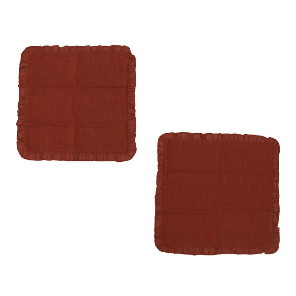 2er-Set unifarbener Kissenbezug mit Rüschen, Größe 50,8x50,8 cm, Rostbraun image number 2