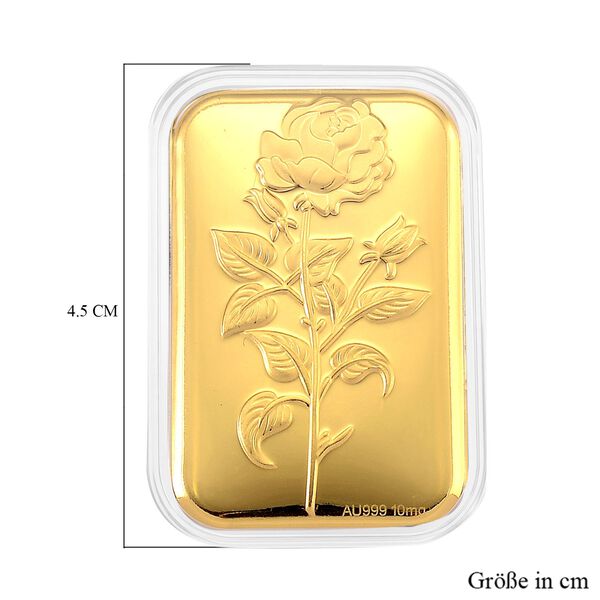 999er Goldbarren mit Rosenmotiv, 10mg image number 5
