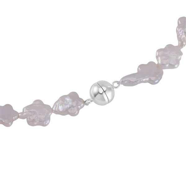 Wei&szlig;e Keshi Perle Halskette ca. 50 cm 925 Silber rhodiniert image number 4