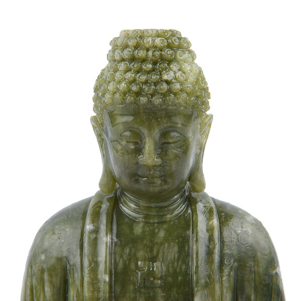 Handgefertigte Buddha Figur aus Serpentin, Gr&ouml;&szlig;e 22x13x11 cm, Gr&uuml;n image number 4