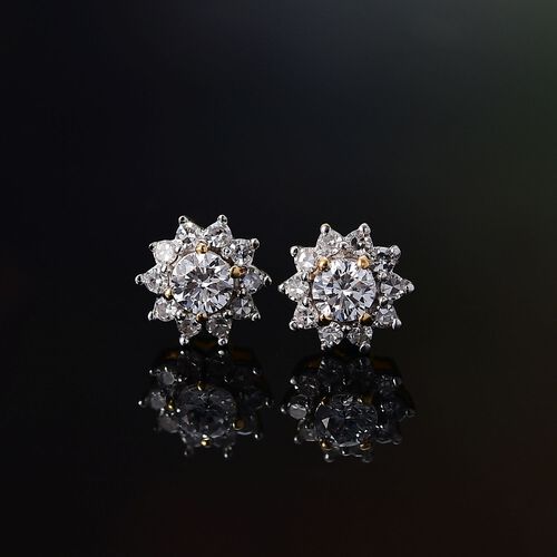 LUXURIANT DIAMOND- SI Labor Diamant Halo Ohrringe, 925 Silber 750 Gelbgold Vermeil - 0,50 ct. image number 2