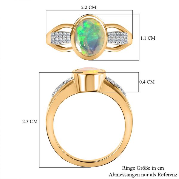 Natürlicher, äthiopischer Welo Opal und Zirkon-Ring - 1,27 ct. image number 7