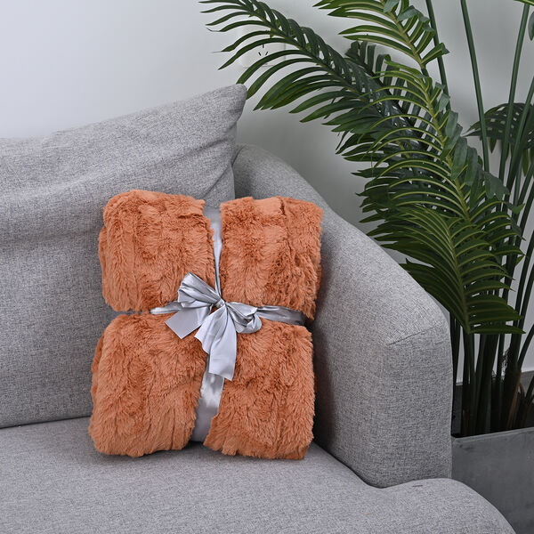 Luxus Decke aus Kunstfell, Gr&ouml;&szlig;e 150x200 cm, Hellbraun image number 2