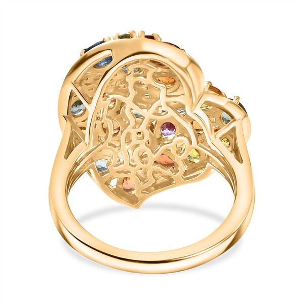 D'Joy AA Mehrfarbig Saphir, Wei&szlig;er Zirkon Ring 925 Silber 750 Gelbgold Vermeil (Gr&ouml;&szlig;e 17.00) ca. 5.21 ct image number 6